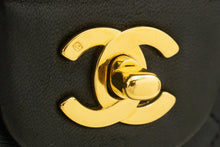 CHANEL Classic Double Flap 10" Chain Shoulder Bag Black Lambskin p21 hannari-shop
