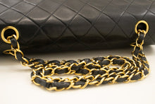CHANEL Classic Double Flap 10" Chain Shoulder Bag Black Lambskin p21 hannari-shop