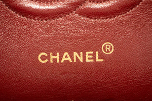 CHANEL Classic Double Flap 10" Chain Shoulder Bag Black Lambskin p21 hannari-shop