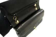 CHANEL Classic Double Flap 10" Chain Shoulder Bag Black Lambskin p21 hannari-shop