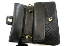 CHANEL Classic Double Flap 10" Chain Shoulder Bag Black Lambskin p21 hannari-shop