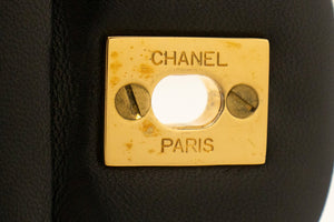 CHANEL Classic Double Flap 10" Chain Shoulder Bag Black Lambskin p29 hannari-shop