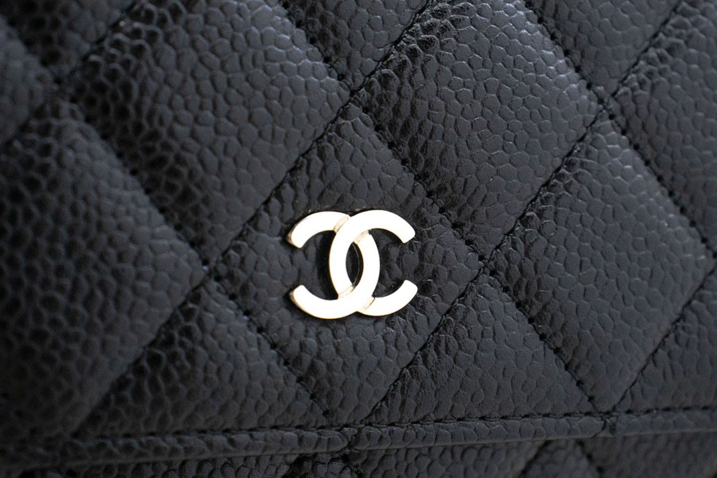 CHANEL Grained Calfskin Wallet On Chain WOC Black Shoulder Bag p60 hannari-shop