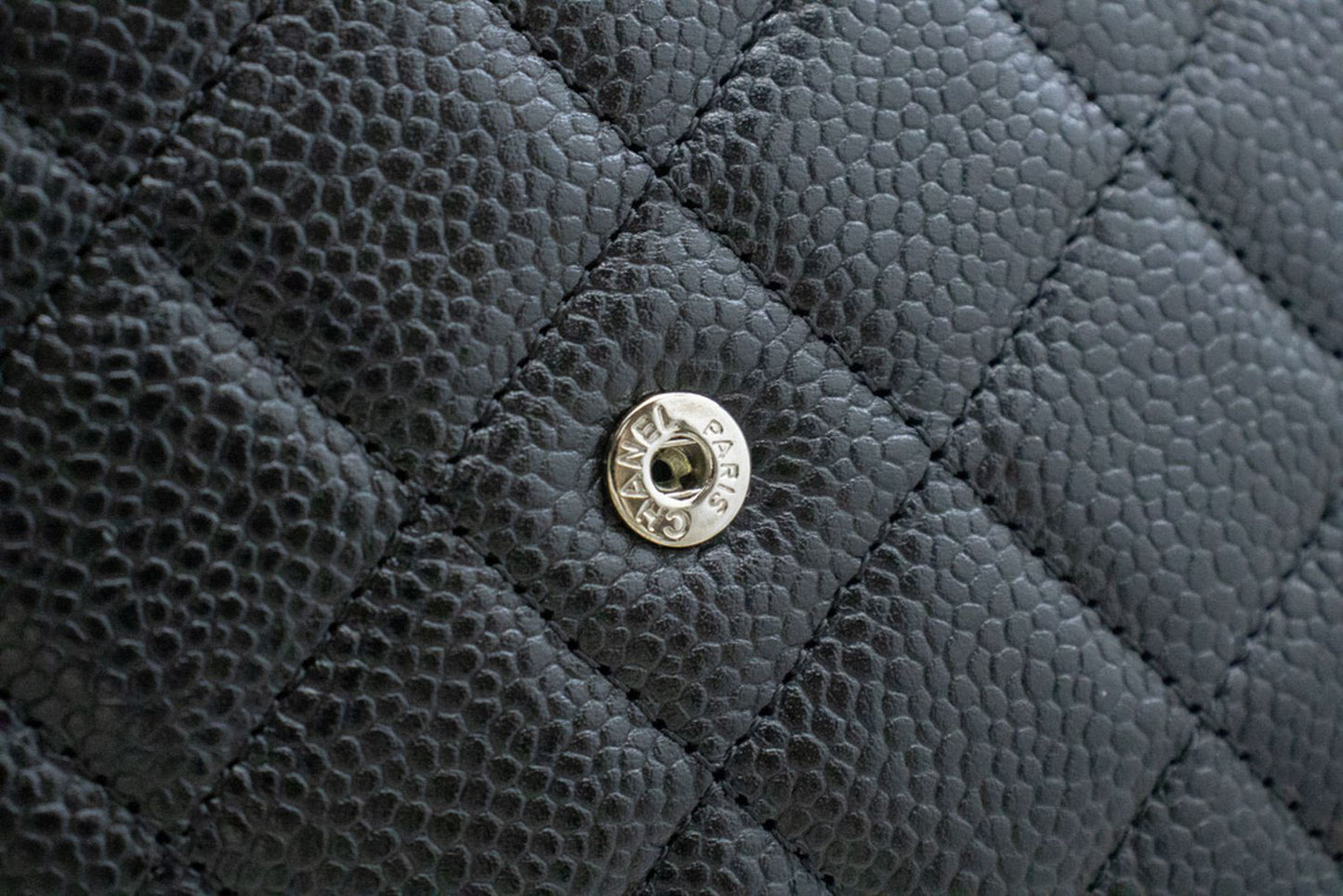 CHANEL Grained Calfskin Wallet On Chain WOC Black Shoulder Bag p60 hannari-shop