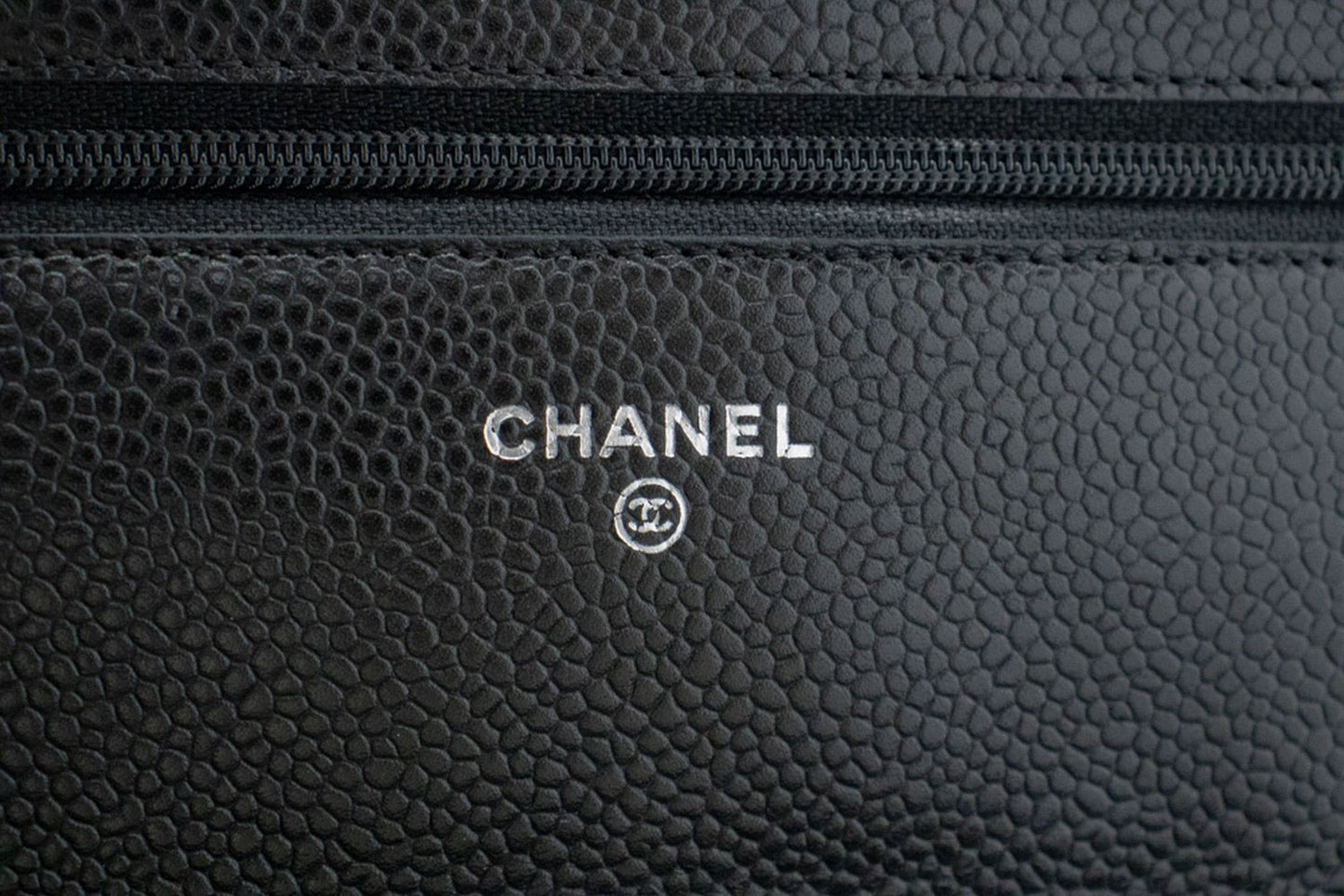 CHANEL Grained Calfskin Wallet On Chain WOC Black Shoulder Bag p60 hannari-shop
