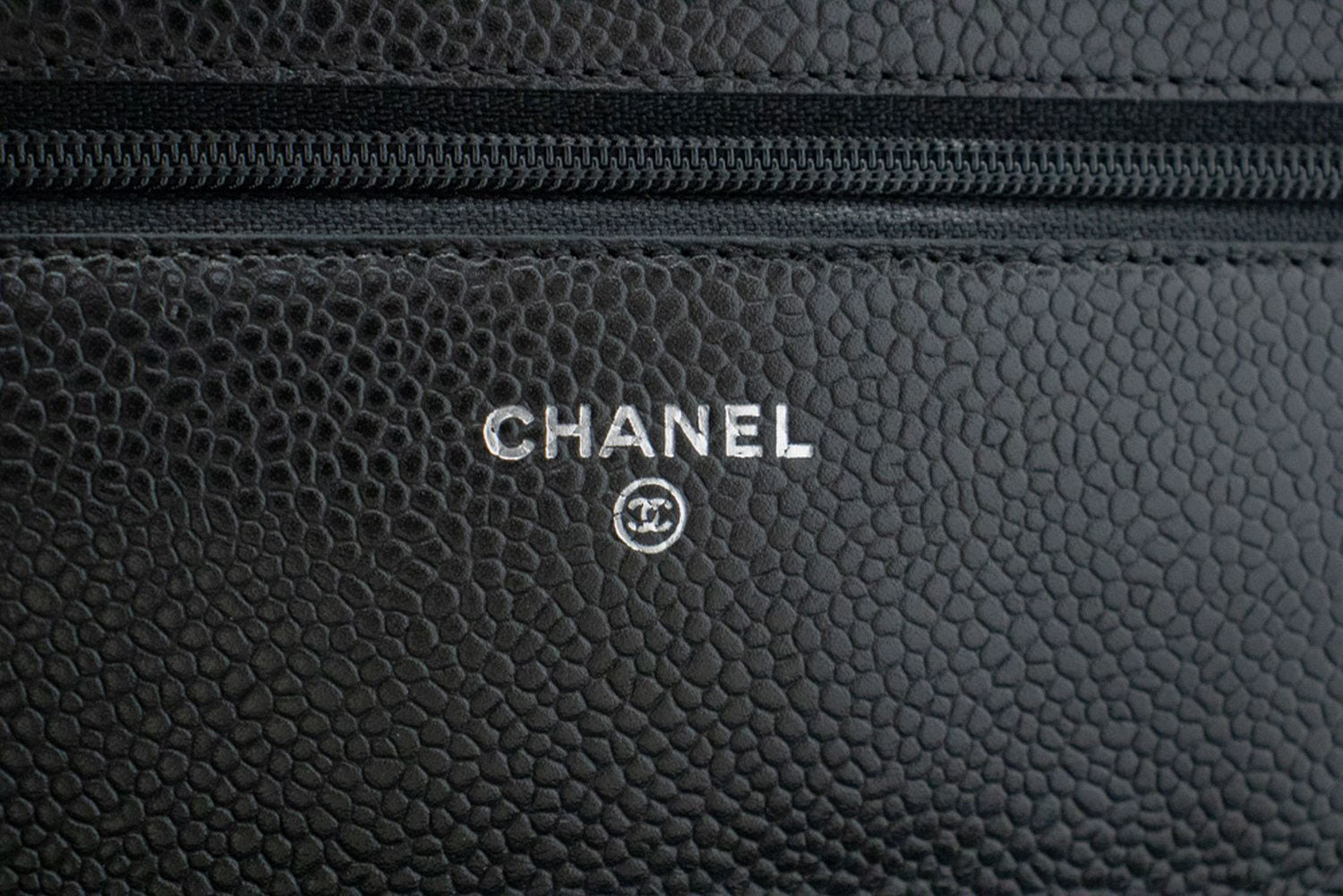 CHANEL Grained Calfskin Wallet On Chain WOC Black Shoulder Bag p60 hannari-shop