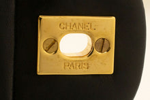 CHANEL Classic Double Flap 10" Chain Shoulder Bag Black Lambskin p82 hannari-shop