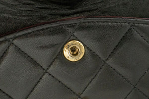 CHANEL Classic Double Flap 10" Chain Shoulder Bag Black Lambskin p10 hannari-shop