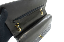 CHANEL Classic Double Flap 10" Chain Shoulder Bag Black Lambskin p10 hannari-shop