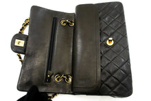 CHANEL Classic Double Flap 10" Chain Shoulder Bag Black Lambskin p10 hannari-shop