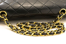 CHANEL Classic Double Flap 10" Chain Shoulder Bag Black Lambskin p99 hannari-shop