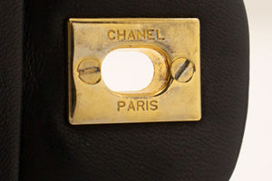 CHANEL Classic Double Flap 10" Chain Shoulder Bag Black Lambskin p99 hannari-shop