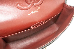CHANEL Classic Double Flap 10" Chain Shoulder Bag Black Lambskin p99 hannari-shop