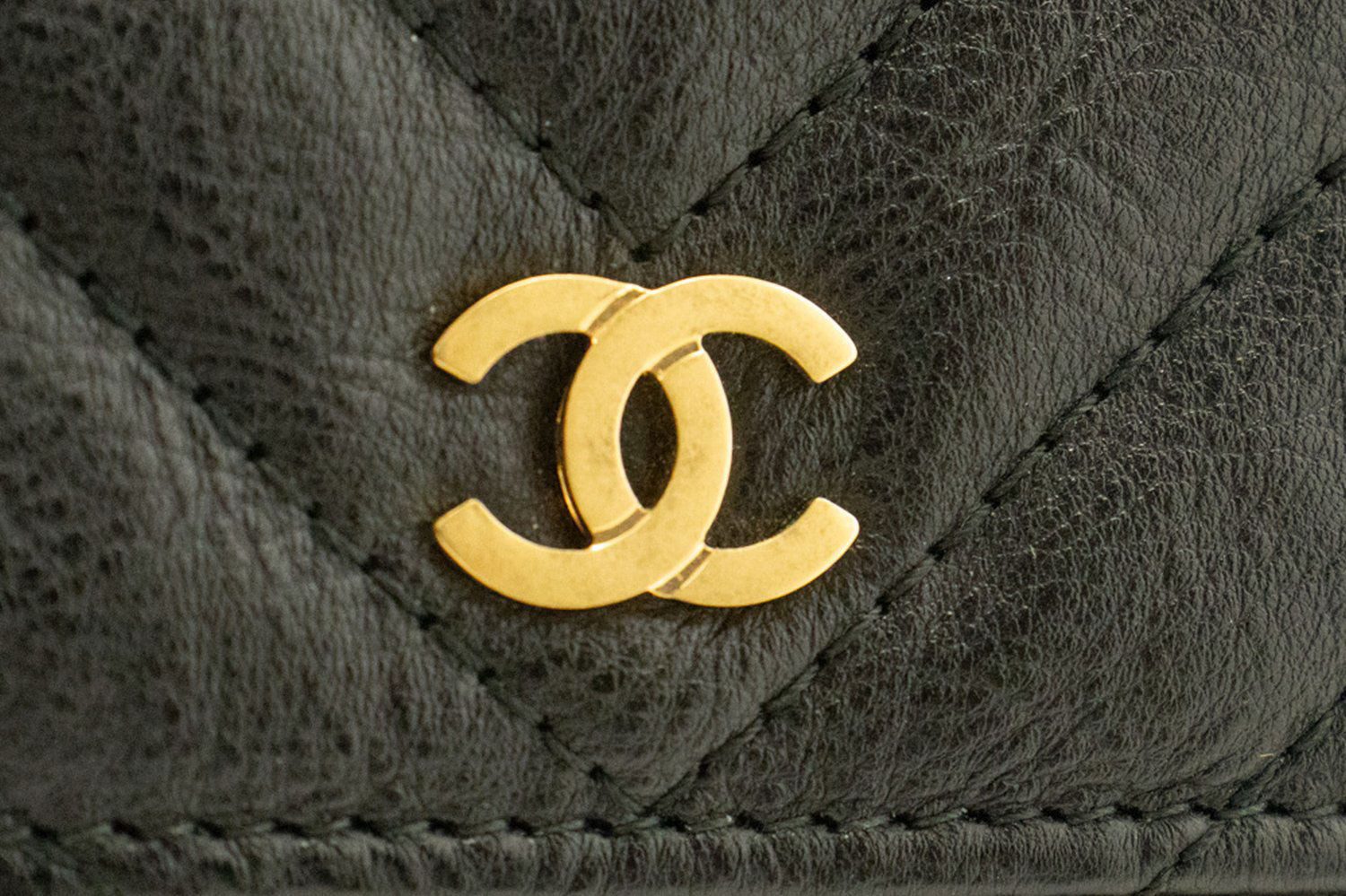 CHANEL V-Stitch Calfskin Wallet On Chain WOC Chain Shoulder Bag ab2 hannari-shop