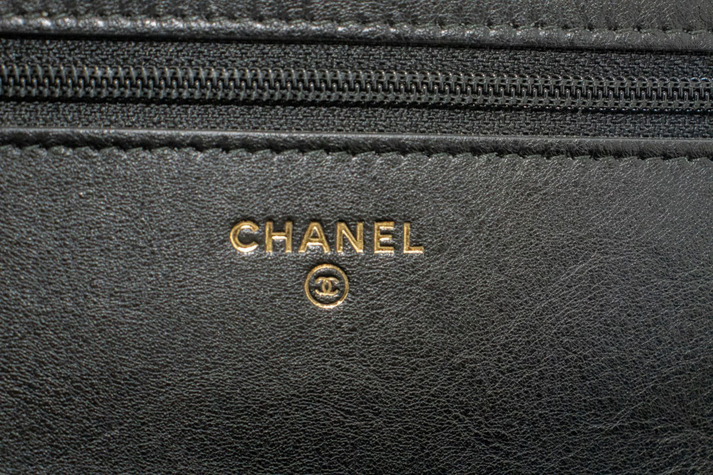 CHANEL V-Stitch Calfskin Wallet On Chain WOC Chain Shoulder Bag ab2 hannari-shop