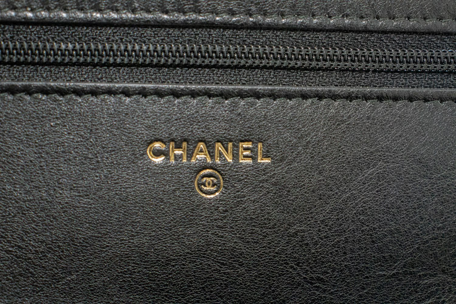 CHANEL V-Stitch Calfskin Wallet On Chain WOC Chain Shoulder Bag ab2 hannari-shop