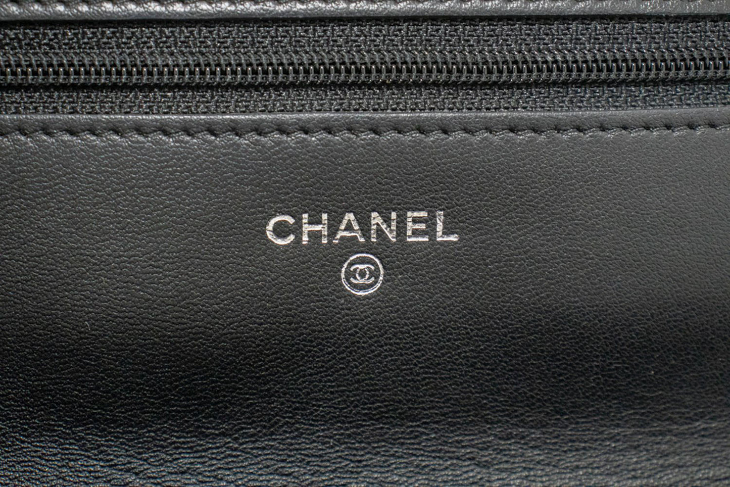 CHANEL Black Camellia Embossed Wallet On Chain WOC Shoulder Bag ab6 hannari-shop