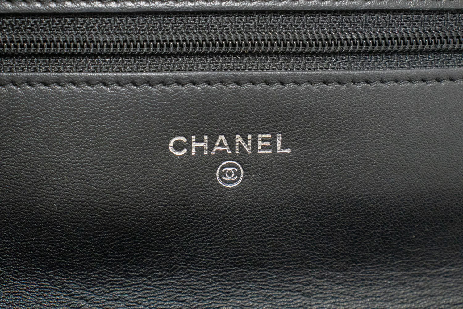 CHANEL Black Camellia Embossed Wallet On Chain WOC Shoulder Bag ab6 hannari-shop