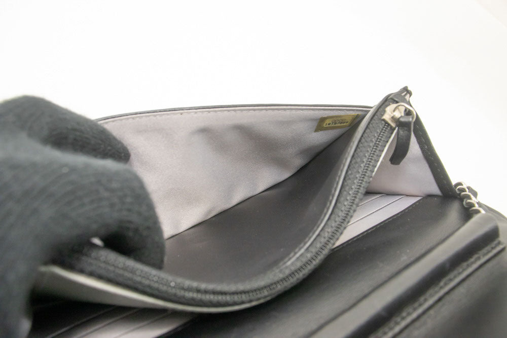 CHANEL Black Camellia Embossed Wallet On Chain WOC Shoulder Bag ab6 hannari-shop