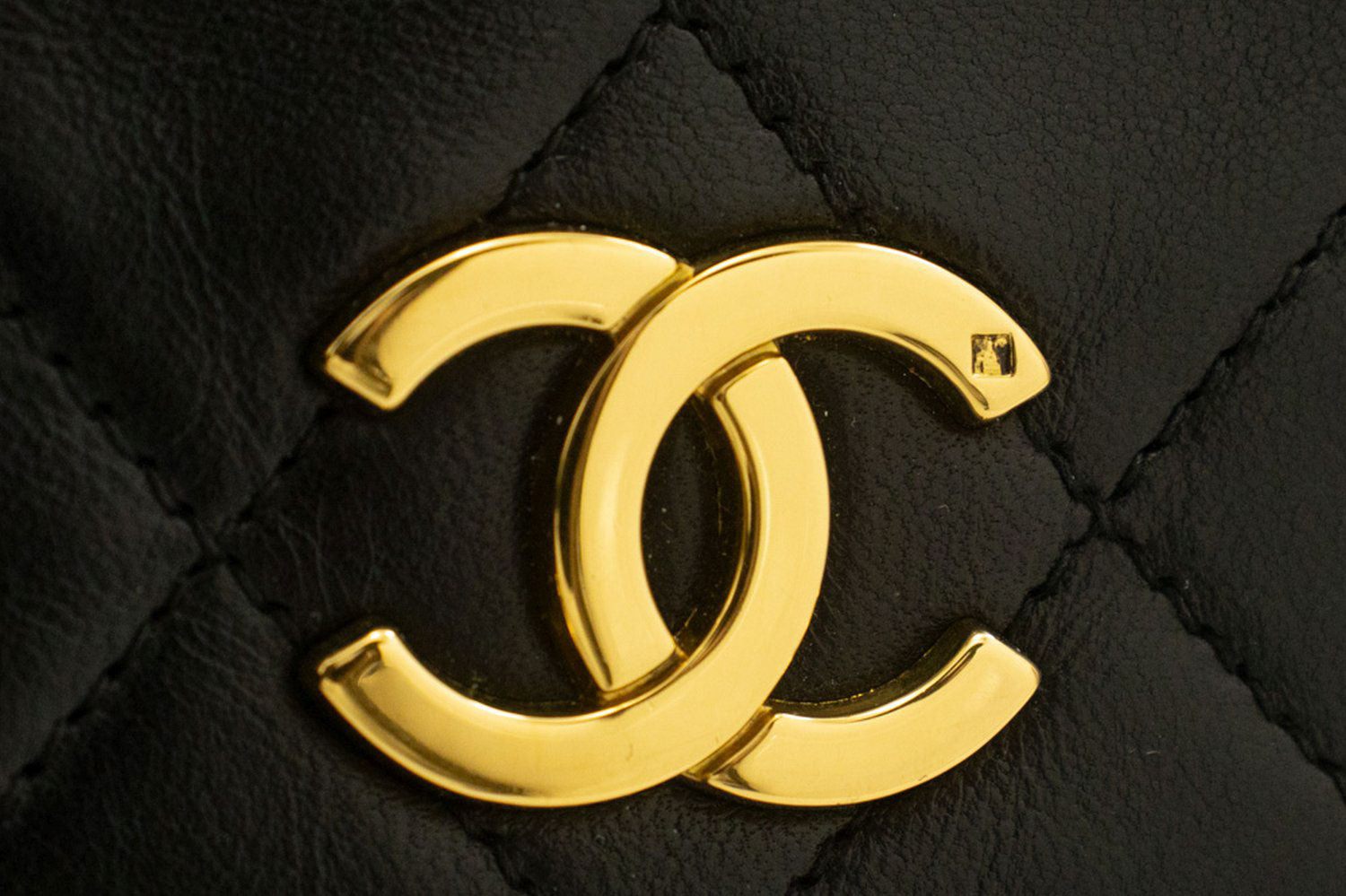 CHANEL Full Flap Small Chain Shoulder Bag Clutch Black Quilted ab7 hannari-shop