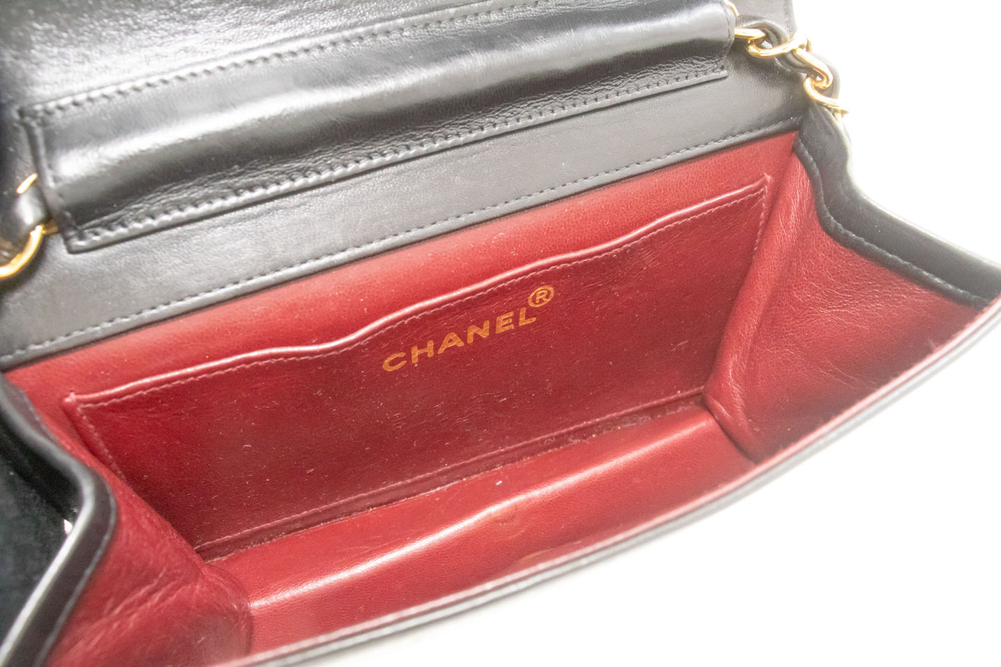 CHANEL Full Flap Small Chain Shoulder Bag Clutch Black Quilted ab7 hannari-shop