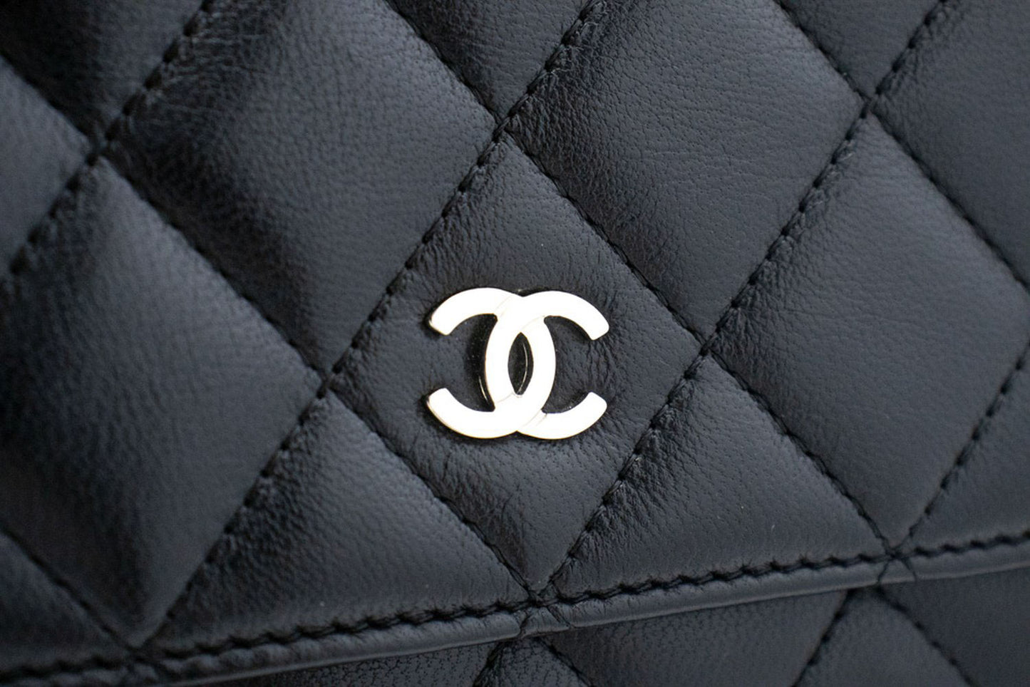 CHANEL Black Classic Wallet On Chain WOC Shoulder Bag Lambskin ab8 hannari-shop