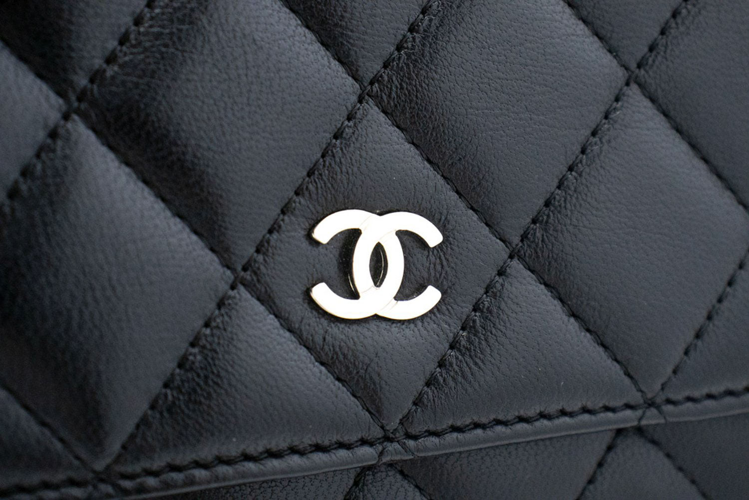 CHANEL Black Classic Wallet On Chain WOC Shoulder Bag Lambskin ab8 hannari-shop