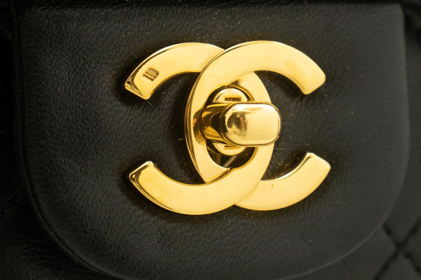 CHANEL Classic Double Flap Square Chain Shoulder Bag Black Lamb ad7 hannari-shop