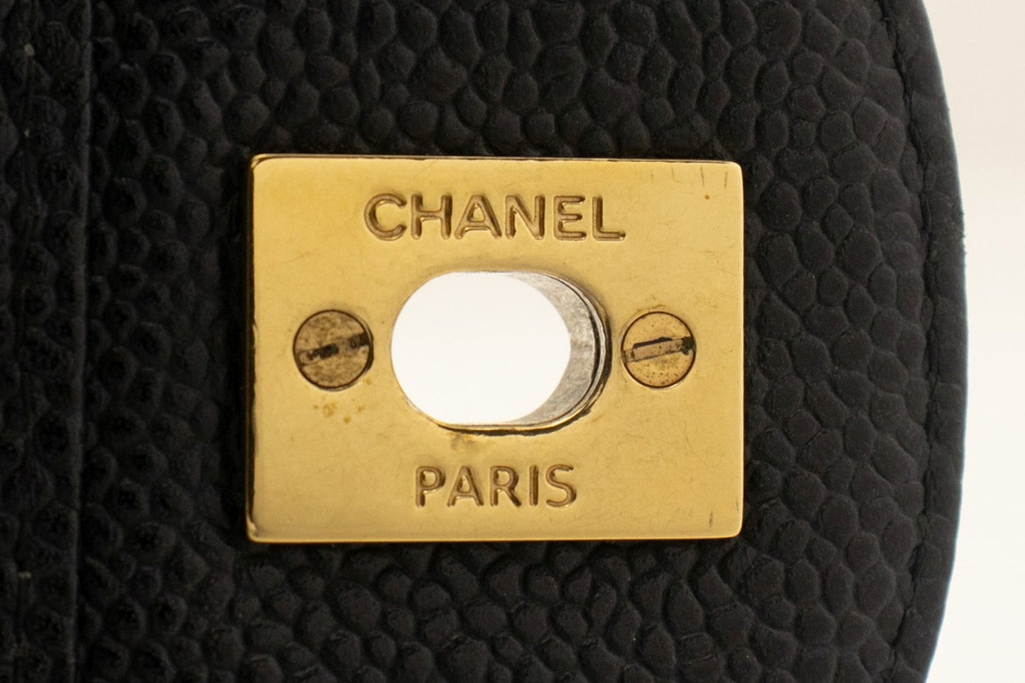 CHANEL Classic Large 11" Chain Shoulder Bag W Flap Black Caviar L66
