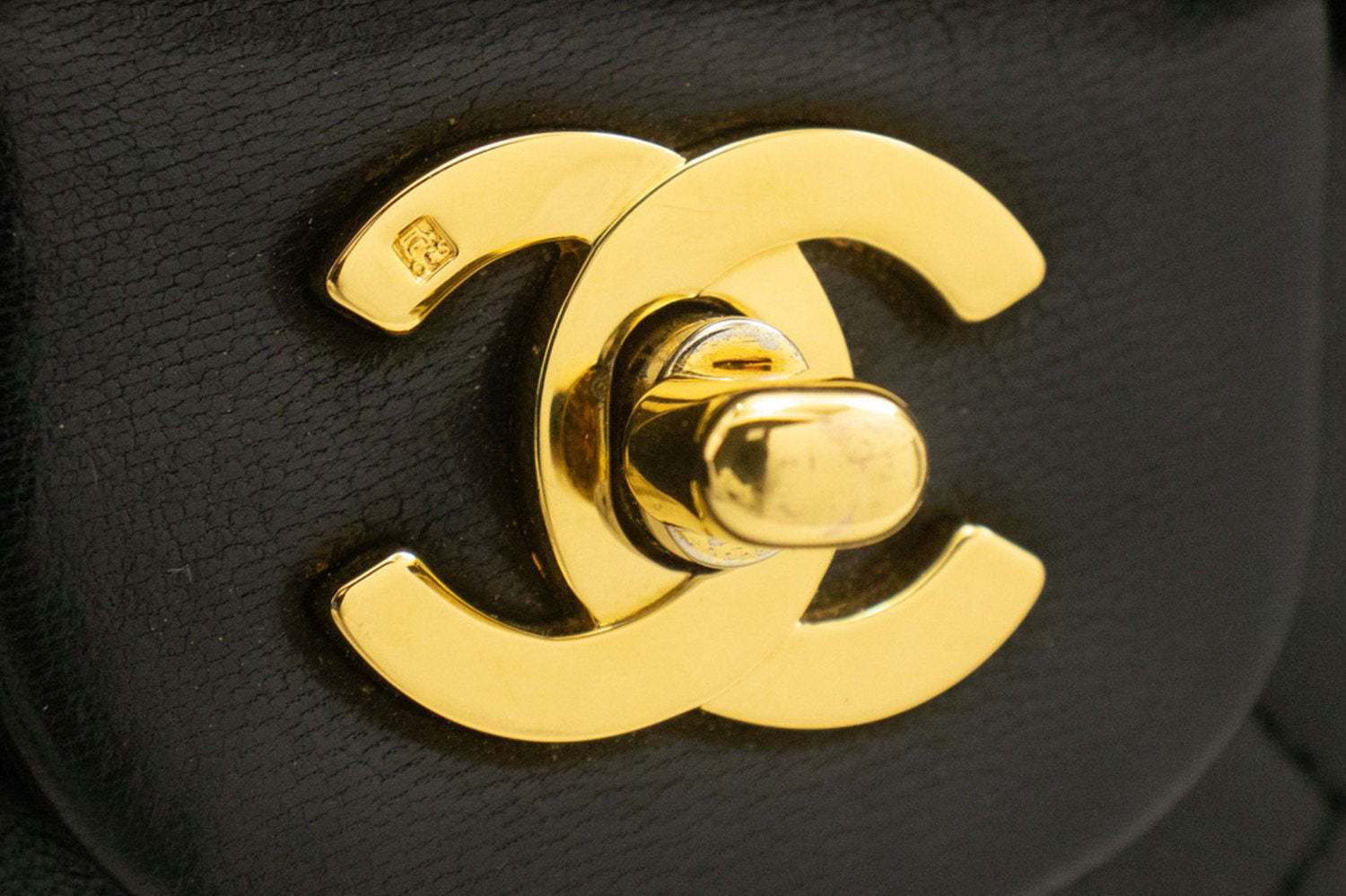 CHANEL Classic Double Flap 10" Chain Shoulder Bag Black Lambskin ad8 hannari-shop