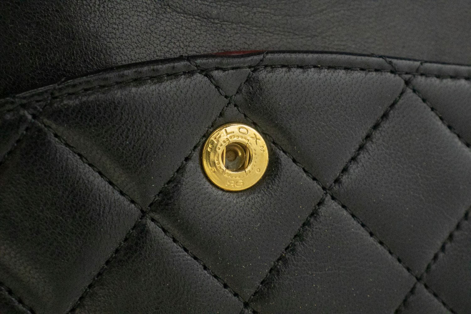 CHANEL Classic Double Flap 10" Chain Shoulder Bag Black Lambskin ad8 hannari-shop