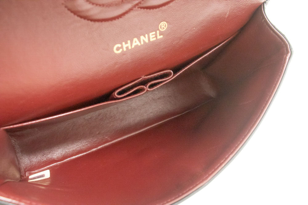CHANEL Classic Double Flap 10" Chain Shoulder Bag Black Lambskin ad8 hannari-shop