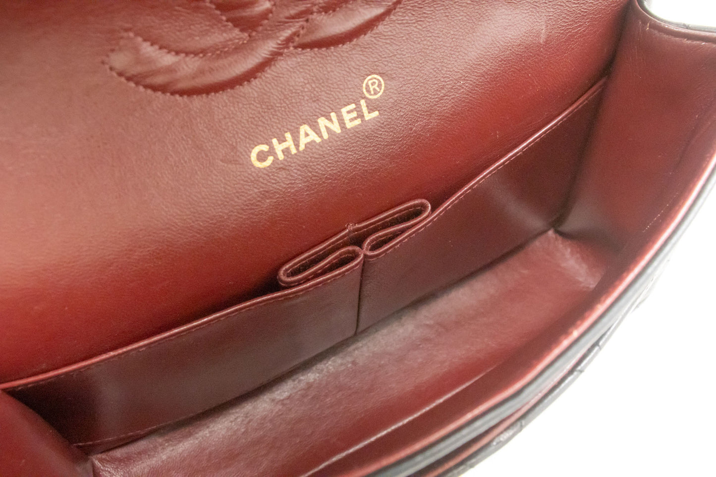 CHANEL Classic Double Flap 10" Chain Shoulder Bag Black Lambskin ad8 hannari-shop
