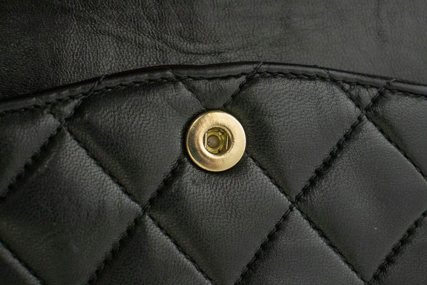 CHANEL Classic Double Flap 10" Chain Shoulder Bag Black Lambskin ac9 hannari-shop