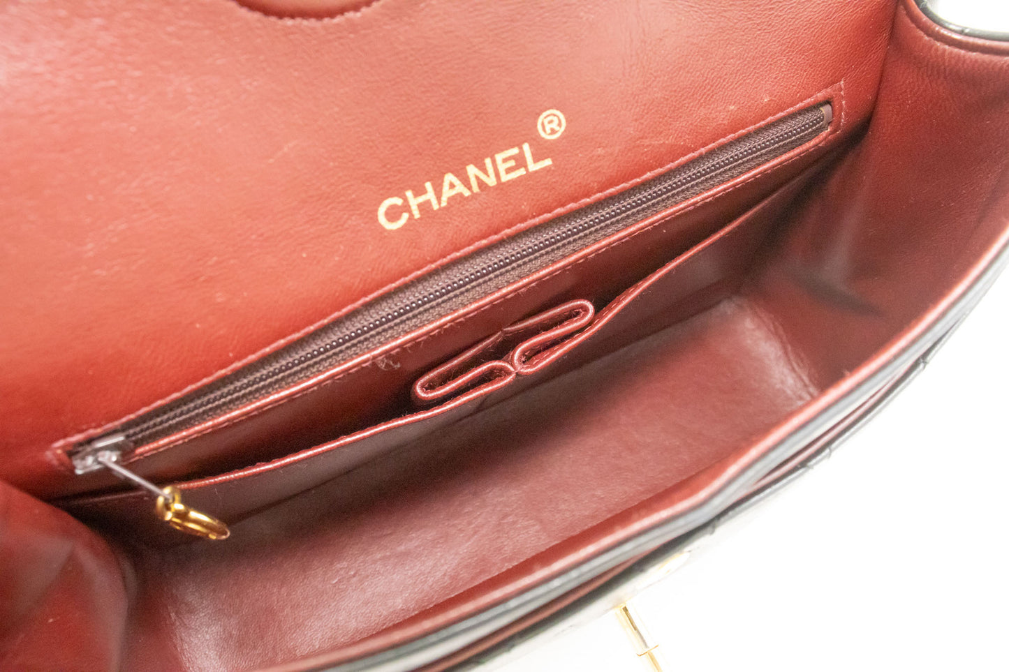 CHANEL Classic Double Flap Square Chain Shoulder Bag Black Lamb ad1 hannari-shop