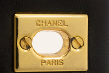 CHANEL Full Flap Chain Schultertasche Schwarzes gestepptes Lammleder L56