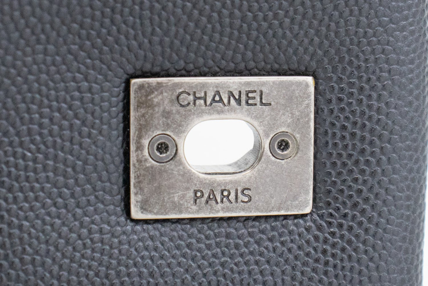 CHANEL 2 Way Top Handle Handbag Shoulder Bag Black Caviar Leather L52