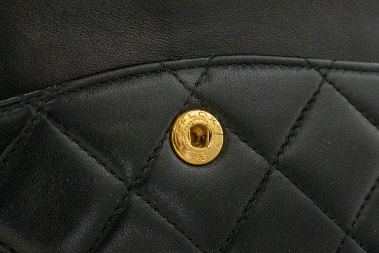 CHANEL Classic Double Flap 10" Chain Shoulder Bag Black Lambskin ag1 hannari-shop