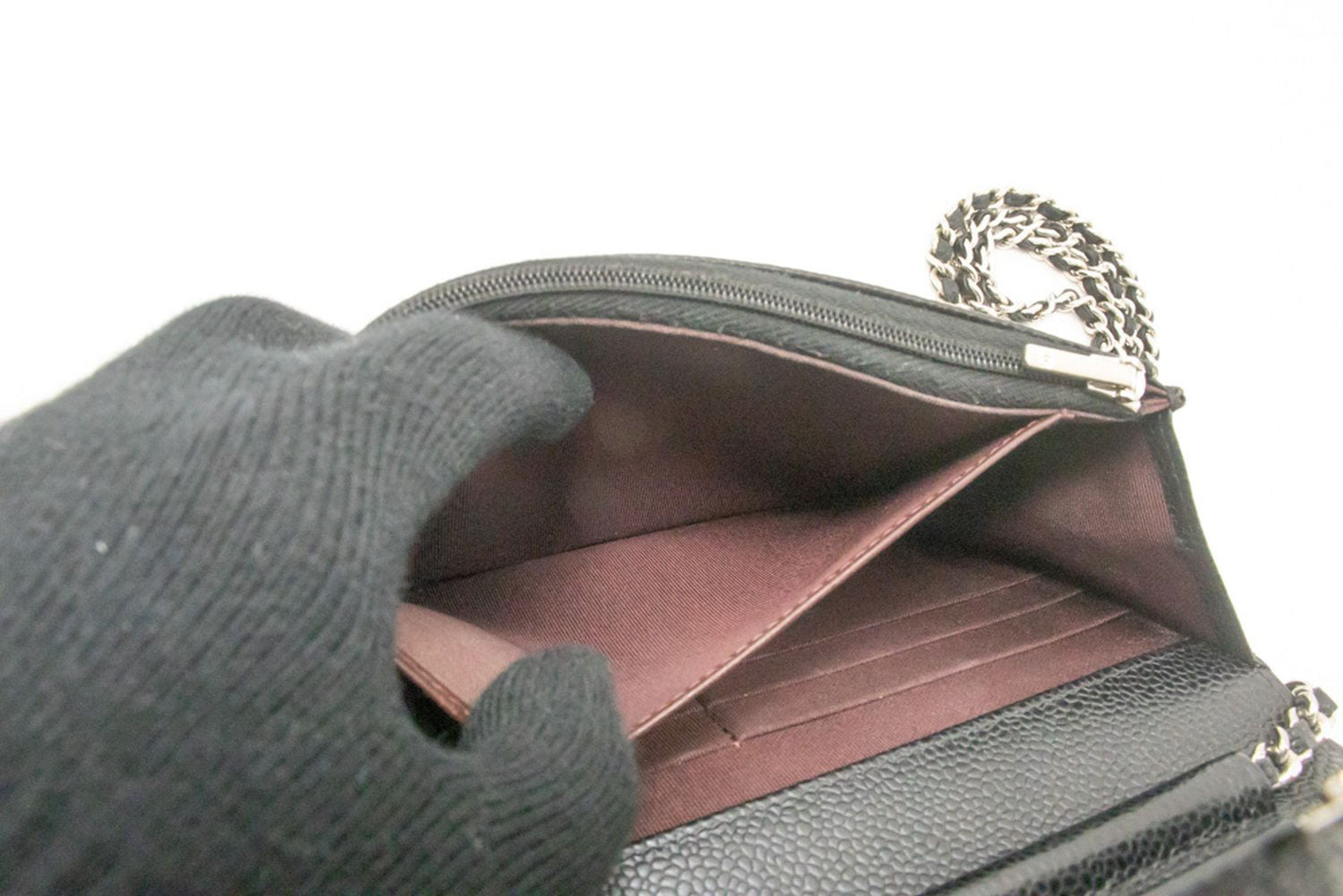 CHANEL Grained Calfskin Wallet On Chain WOC Black Shoulder Bag af5 hannari-shop
