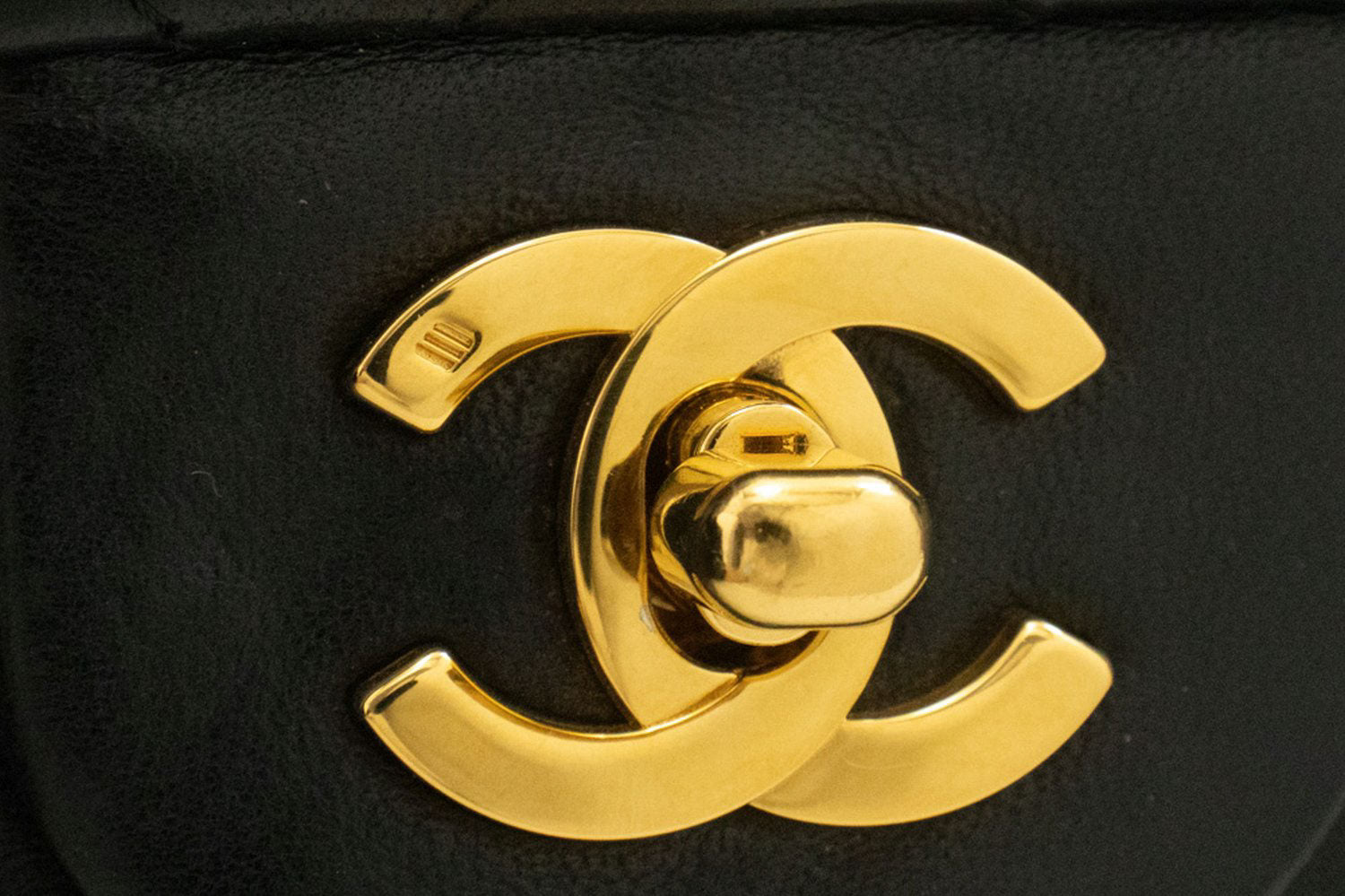 CHANEL Classic Double Flap 9" Chain Shoulder Bag Black Lambskin ag6 hannari-shop