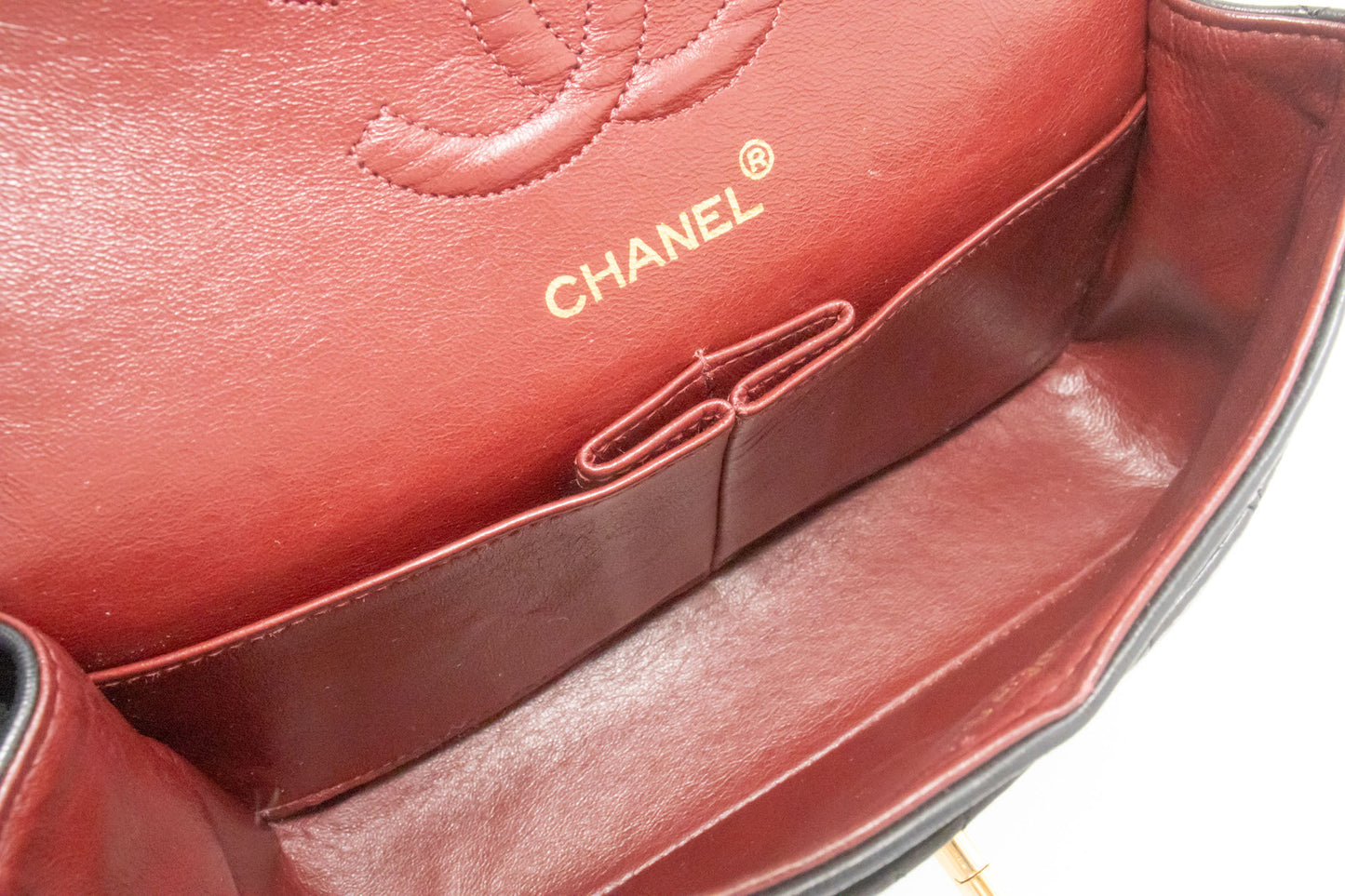 CHANEL Classic Double Flap 9" Chain Shoulder Bag Black Lambskin ag6 hannari-shop