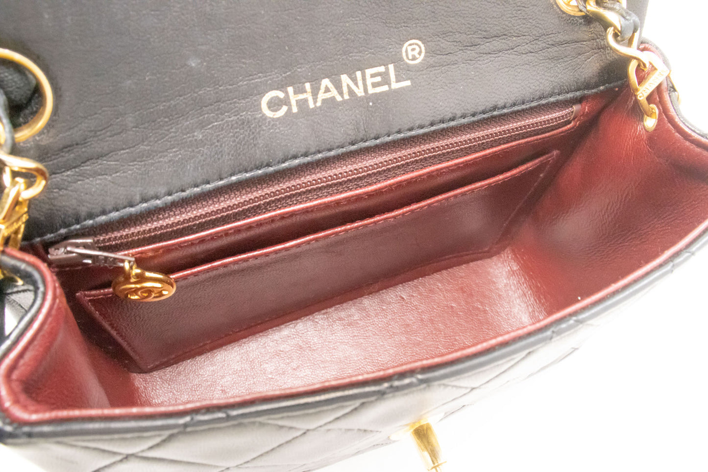 CHANEL Mini Square Small Chain Shoulder Bag Crossbody Black Lamb ag7 hannari-shop