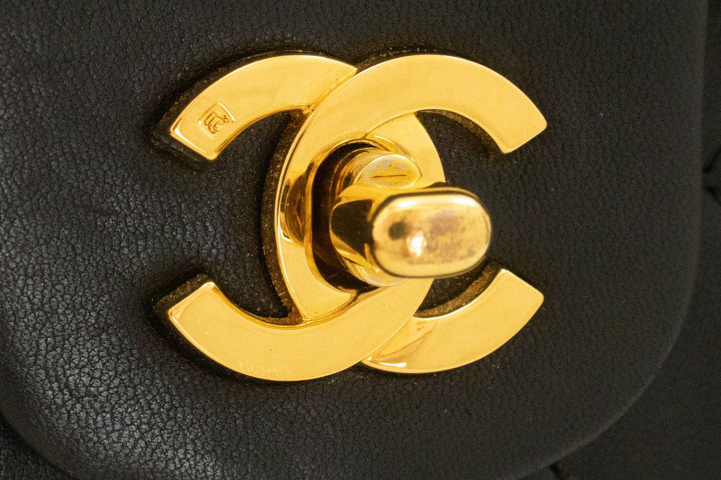 CHANEL Classic Double Flap 9" Chain Shoulder Bag Black Lambskin ak5 hannari-shop