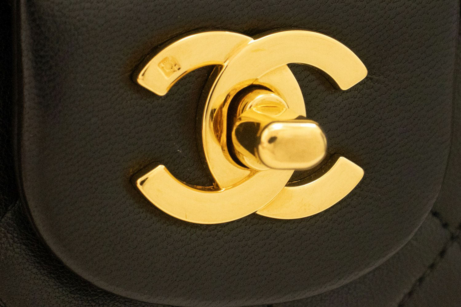 CHANEL Classic Double Flap 10" Chain Shoulder Bag Black Lambskin ak4 hannari-shop