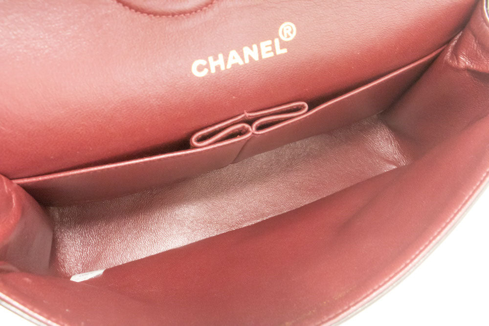 CHANEL Classic Double Flap 10" Chain Shoulder Bag Black Lambskin ak4 hannari-shop