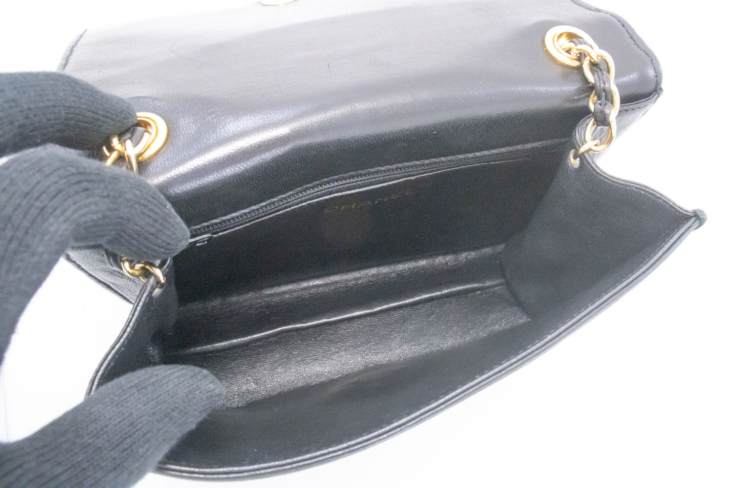 CHANEL Vintage Full Flap Small Chain Shoulder Bag Black Quilted ah6 hannari-shop