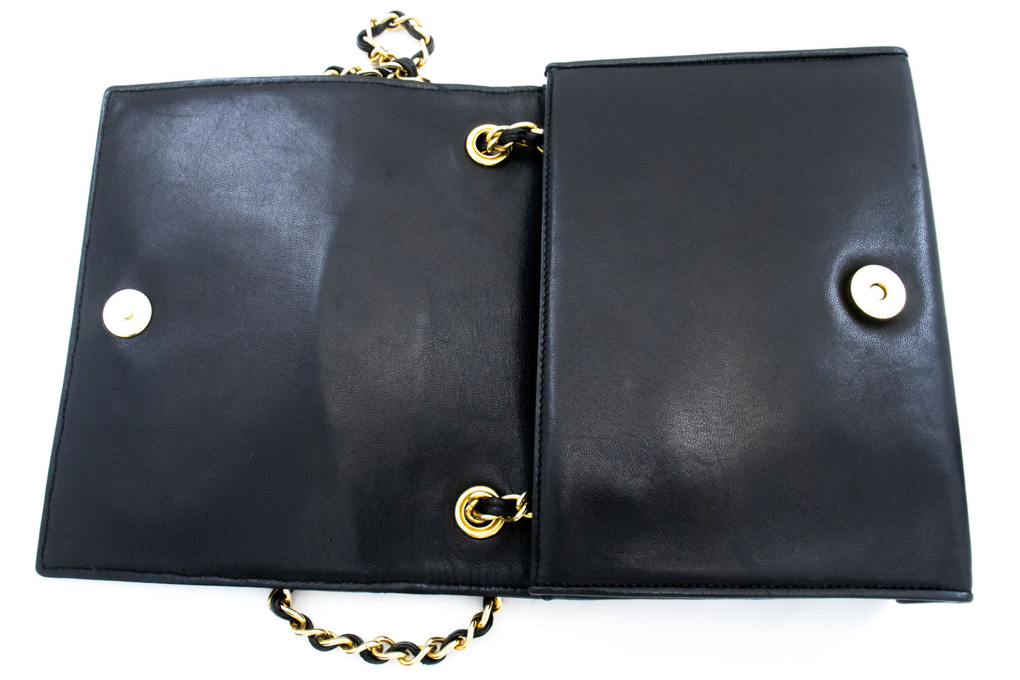 CHANEL Vintage Full Flap Small Chain Shoulder Bag Black Quilted ah6 hannari-shop