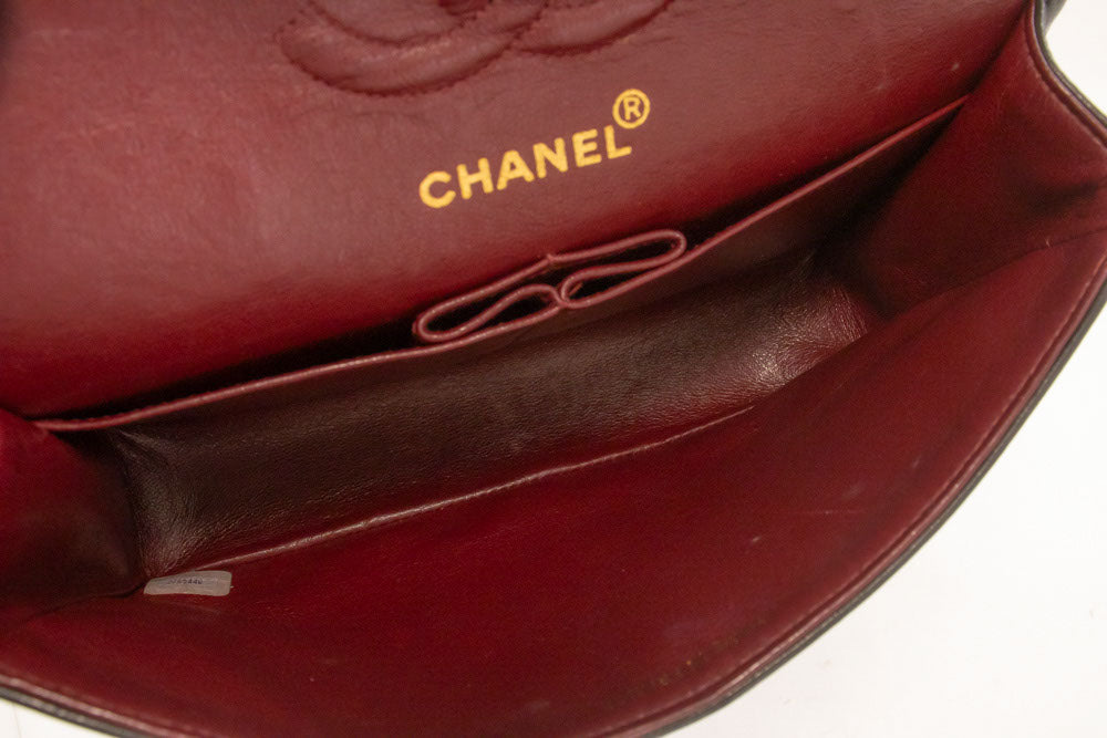 CHANEL Classic Double Flap 9" Chain Shoulder Bag Black Lambskin ai7 hannari-shop