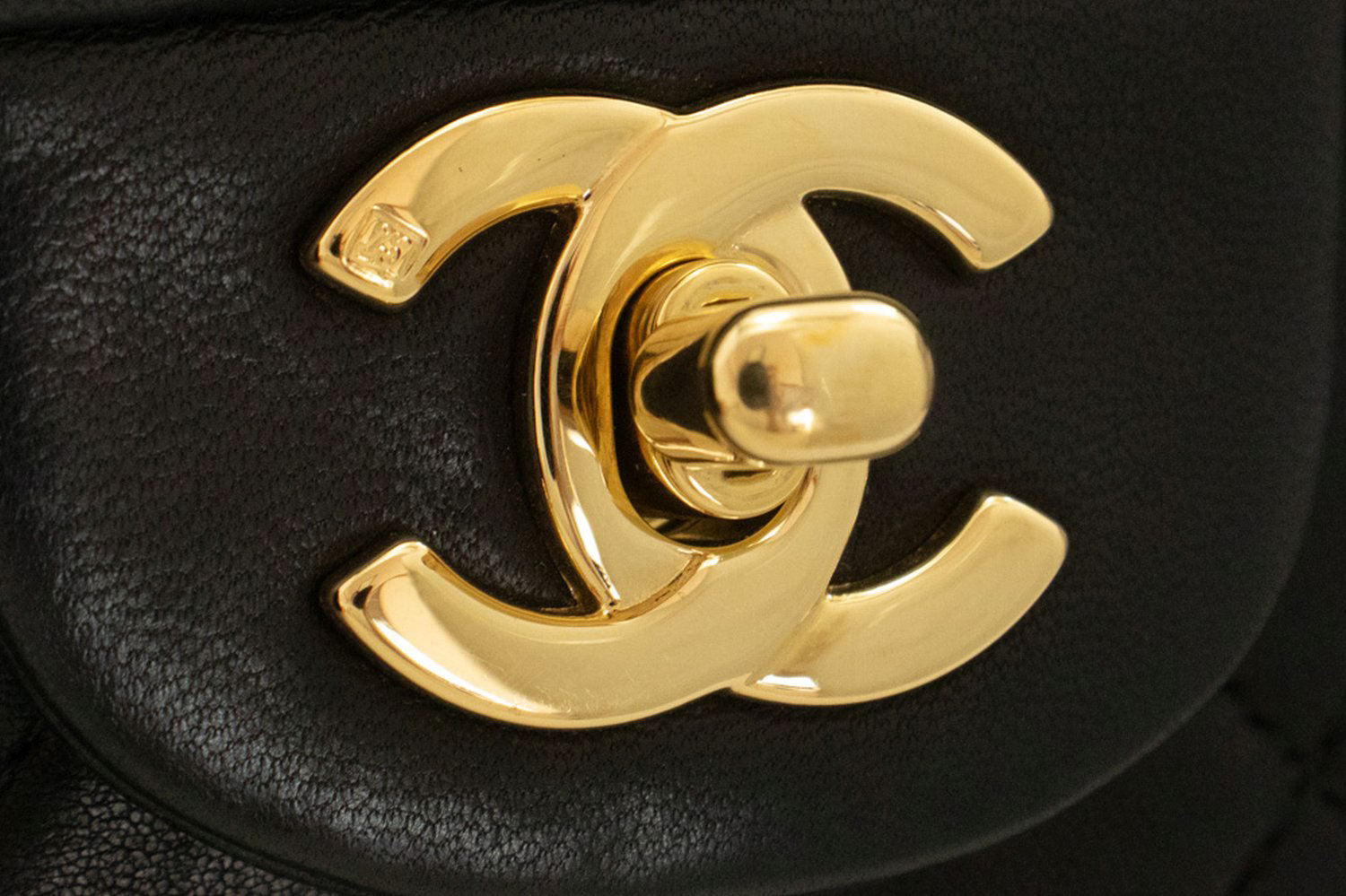 CHANEL Classic Double Flap 9" Chain Shoulder Bag Black Lambskin ai6 hannari-shop