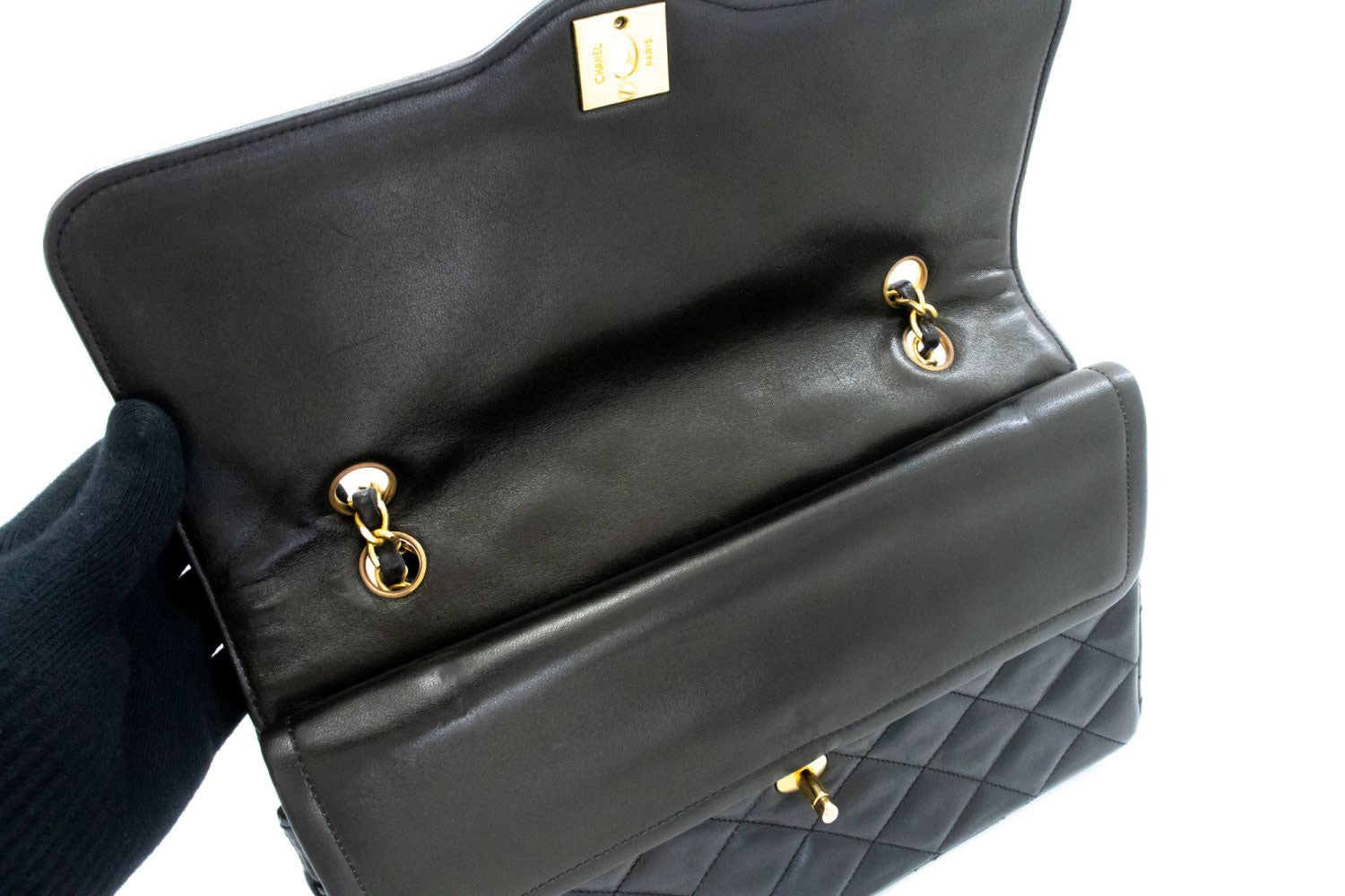 CHANEL Paris Limited Vintage Chain Shoulder Bag Black Quilted Flap ak6 hannari-shop